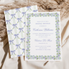Invitación Ducha de Novia Preppy de Lazo Floral de Lavanda a 