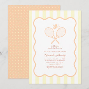 Invitación Ducha de Novia Preppy de Tenis Melocotón y Crema