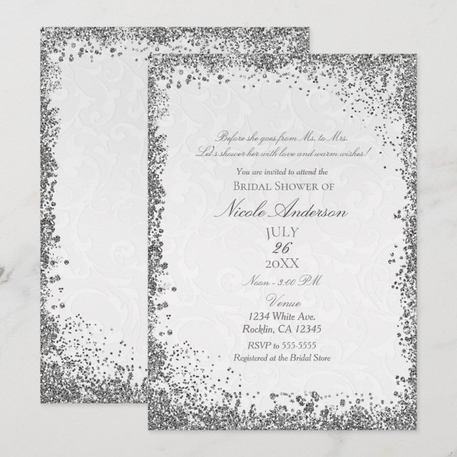 Invitación Ducha de Novia Princesa Libro de Cuentos Damasco B (Anverso / Reverso)