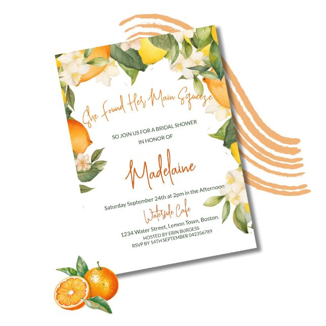 Invitación Ducha de novia principal Squeeze Naranja de limón  (Subido por el creador)