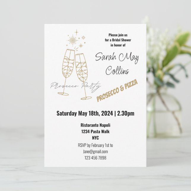 Invitación Ducha de novia Prosecco Fiesta Editable (Anverso de pie)