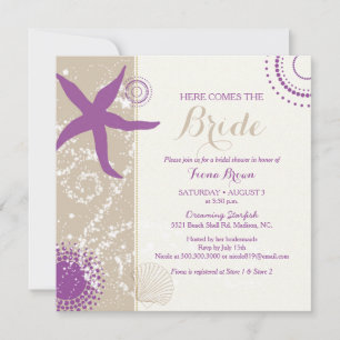 Invitación Ducha de novia Purple Starfish Beach