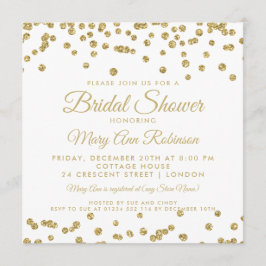 Invitación Ducha de novia Purpurina de burla de oro Confetti 