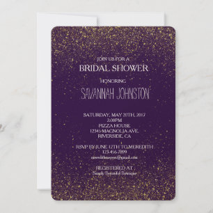 Invitación Ducha de novia Purpurina de espárragos dorados y m