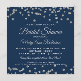 Invitación Ducha de novia Purpurina de imitación de plata Arm