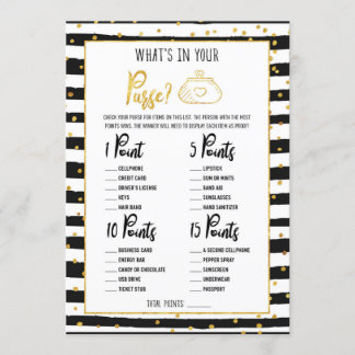 Invitación Ducha de novia qué hay en tu juego de bolso