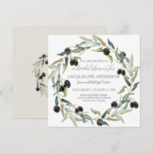 Invitación Ducha de novia Rama de oliva moderna Wreath
