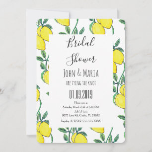 Invitación Ducha de Novia Ramo Verde Limón Acuarela
