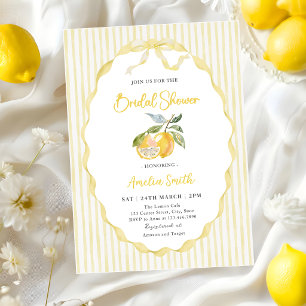 Invitación Ducha de Novia Rayas de Limón Cítricos Amarillos