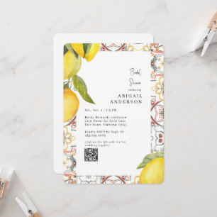 Invitación Ducha de Novia Redondeada de Limones al Acuarela