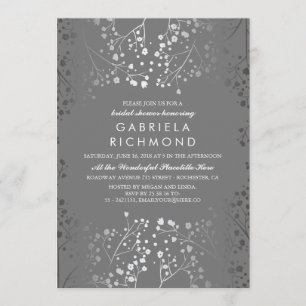 Invitación Ducha de novia respiratoria del bebé de plata