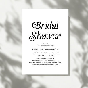 Invitación Ducha de novia retro blanca y negra mínima