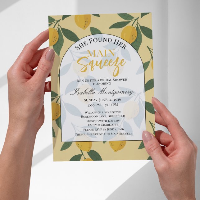 Invitación Ducha de Novia Retro Limón Hojas Squeeze (Retro Lemon Leaves Main Squeeze Bridal Shower Invitations
)