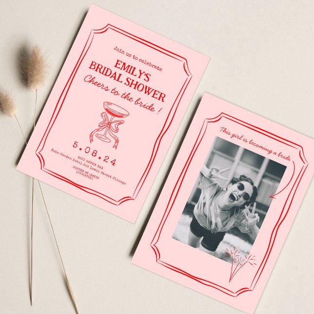 Invitación Ducha de novia roja rosa (Subido por el creador)