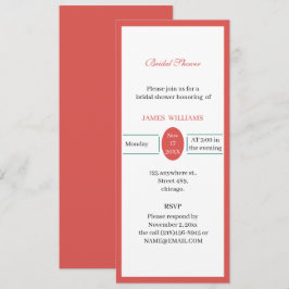 Invitación Ducha de novia roja simple personalizada