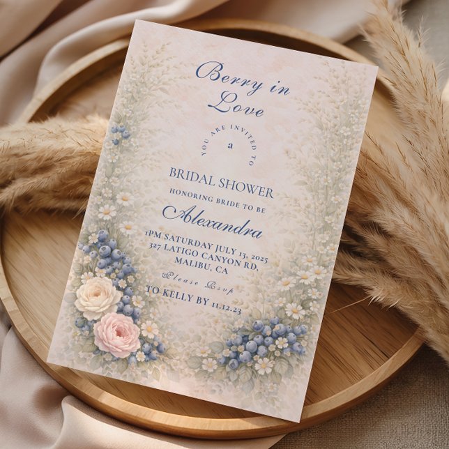 Invitación Ducha de Novia Romance de Flor de Arándano (Subido por el creador)