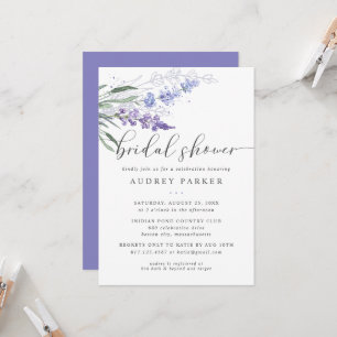 Invitación Ducha de Novia Romántica Lavanda Floral Acuarela
