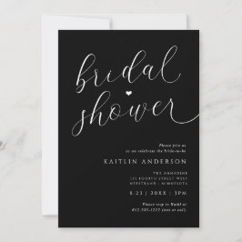 Invitación Ducha de Novia Romántica Moderna en Blanco y Negro