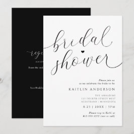 Invitación Ducha de Novia Romántica Moderna en Blanco y Negro