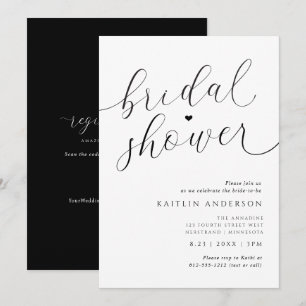Invitación Ducha de Novia Romántica Moderna en Blanco y Negro