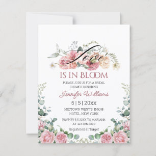 Invitación Ducha de Novia Rosa Acuarela Amor en Flor