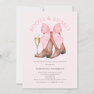 Invitación Ducha de Novia Rosa Burbujeante al Estilo Western