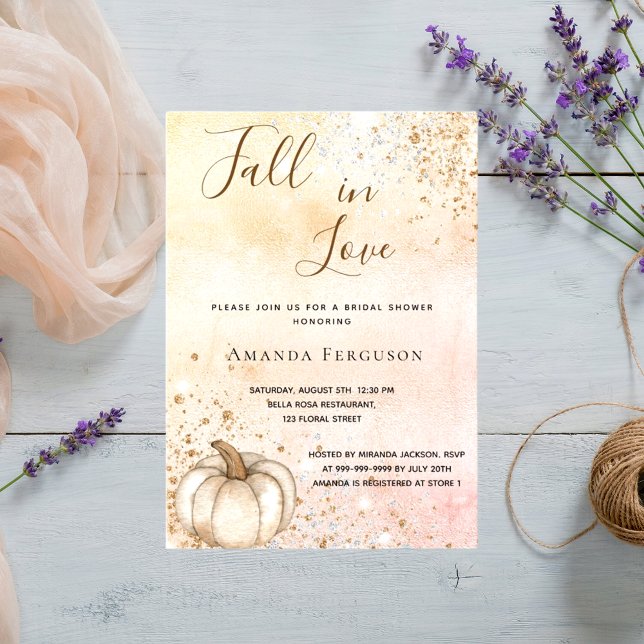 Invitación Ducha de novia rosa de calabaza rústico de oro ena (Subido por el creador)