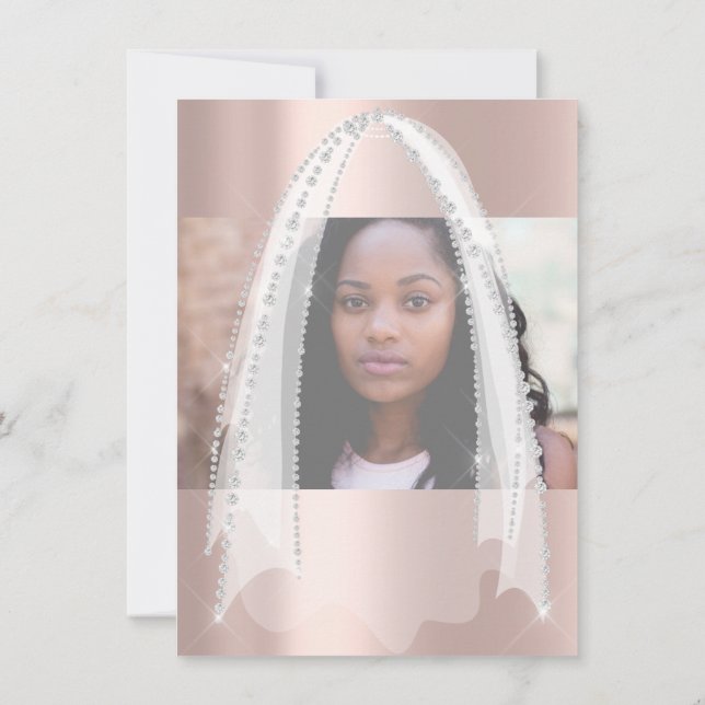 Invitación Ducha de novia Rosa de chispa blanca foto (Reverso)