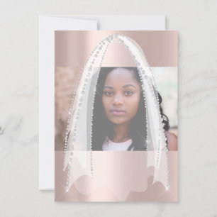 Invitación Ducha de novia Rosa de chispa blanca foto