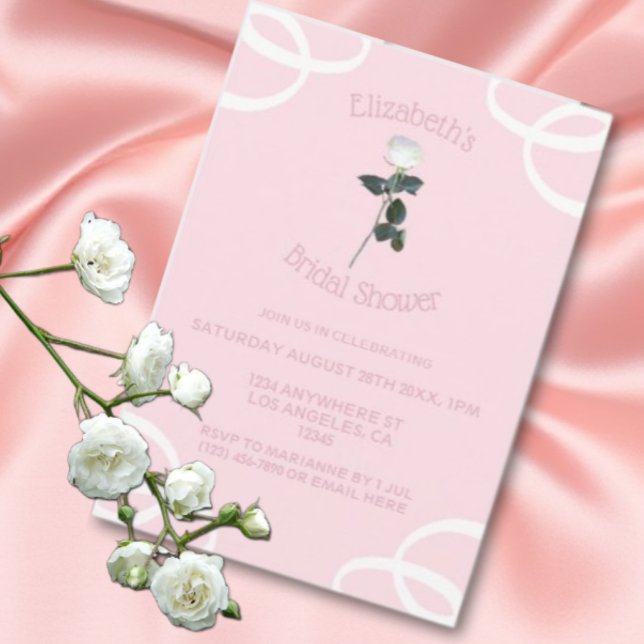 Invitación Ducha de novia rosa de Petal rosa de rosa rosa bla (Subido por el creador)