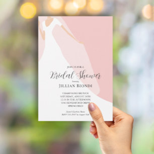 Invitación Ducha de novia rosa de Rubor con vestido y velo