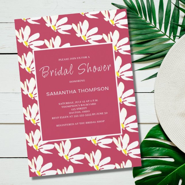 Invitación Ducha de novia rosa Floral Botánica (Subido por el creador)