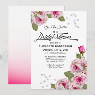 Invitación Ducha de Novia Rosa Lirio Perla Rosa