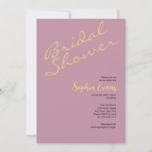 Invitación Ducha de novia rosa mocosa de oro minimalista y si