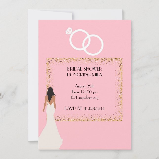 Invitación ducha de novia rosa moderna (Anverso)
