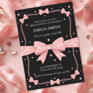 Invitación Ducha de novia Rosa Negro Está Atando el Nudo