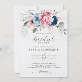 Invitación Ducha de novia rosa pastel azul de la marina de Ru