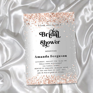 Invitación Ducha de novia rosa plateado lujo dorado
