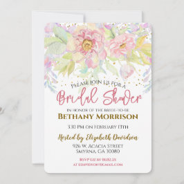 Invitación Ducha de novia rosa rosa de color de agua