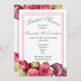 Invitación Ducha de novia rosa rosa rosa