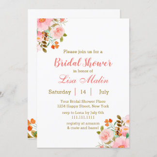 Invitación Ducha de novia rosa Rubor