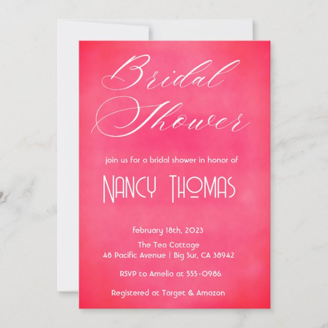 Invitación Ducha de novia rosa Rubor (Anverso)