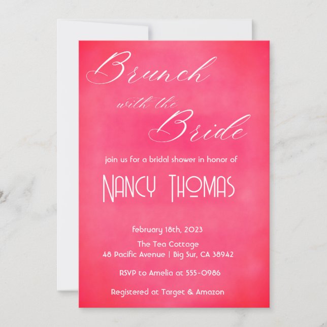 Invitación Ducha de novia rosa Rubor (Anverso)