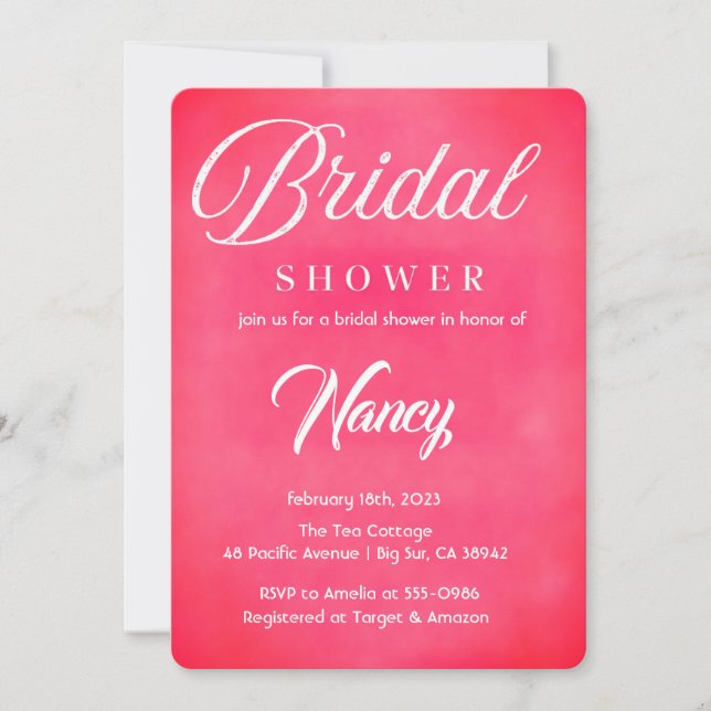 Invitación Ducha de novia rosa Rubor (Anverso)