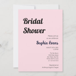 Invitación Ducha de novia rosa suave minimalista y sencilla