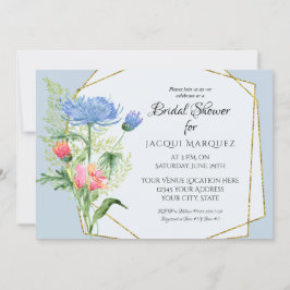Invitación Ducha de novia rosa y azul turbio y arte floral