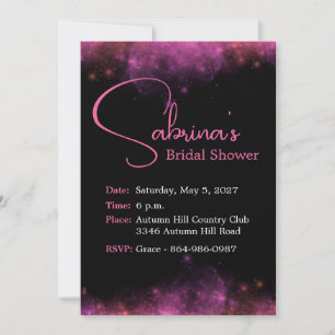 Invitación Ducha de novia rosa y negra caliente