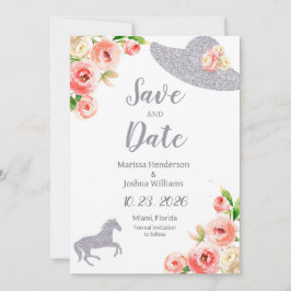Invitación Ducha de novia rosa y plateada salva la fecha
