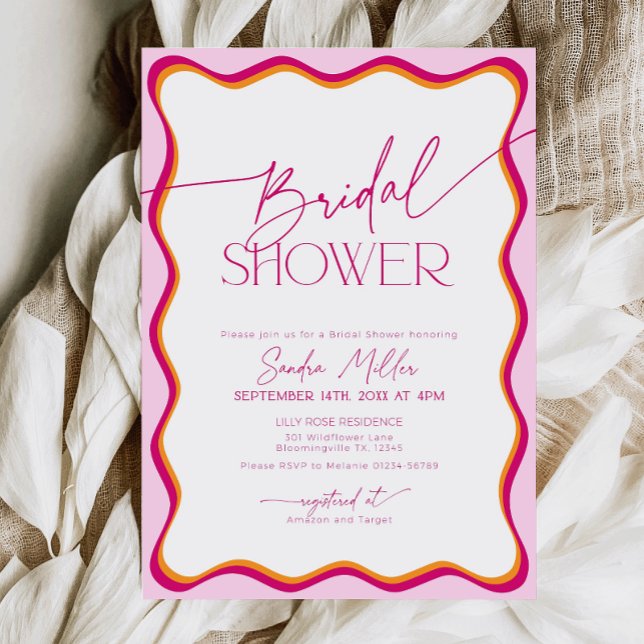 Invitación Ducha de novia rosa y roja ondulada (Subido por el creador)