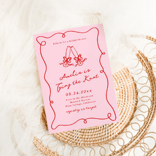 Invitación Ducha de Novia Rosa y Rojo Dibujada a Mano Caprich